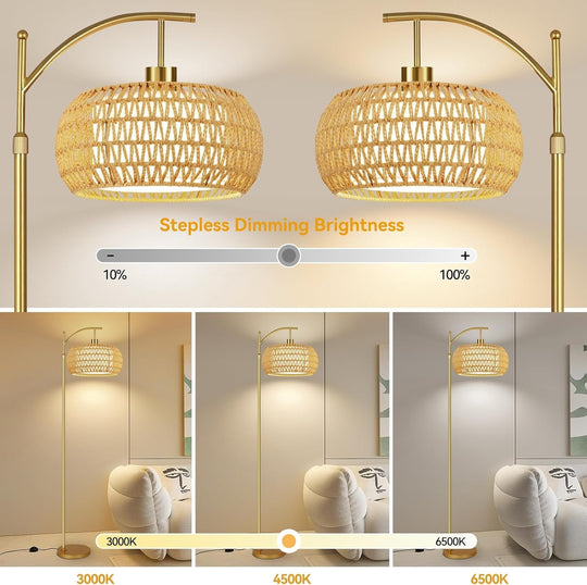 CommercialGrade Brass Arc Floor Lamp With RemoteControl-1