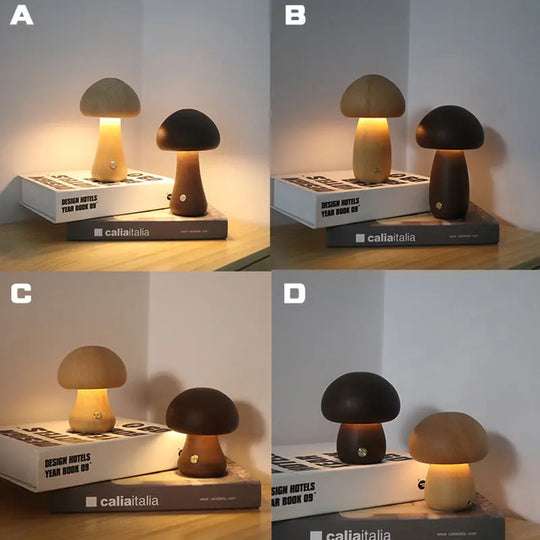 INS Wooden Cute Mushroom LED Night Light With Touch Switch Bedside Table Lamp For Bedroom Childrens Room Sleeping Night Lamps Home Decor - Unique Unique Unique INS Wooden Cute Mushroom LED Night Light With Touch Switch Bedside Table Lamp For Bedroom Childrens Room Sleeping Night Lamps Home Decor