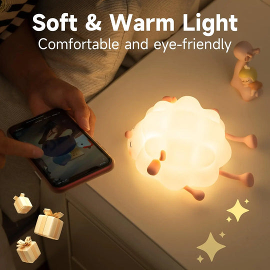 Cute Silicone Night Lights Sheep Cartoon Bedroom Lamp For Children's Room Decor Rechargeable Timing Dimming Sleep Night Light - Unique Unique Unique Cute Silicone Night Lights Sheep Cartoon Bedroom Lamp For Children's Room Decor Rechargeable Timing Dimming Sleep Night Light