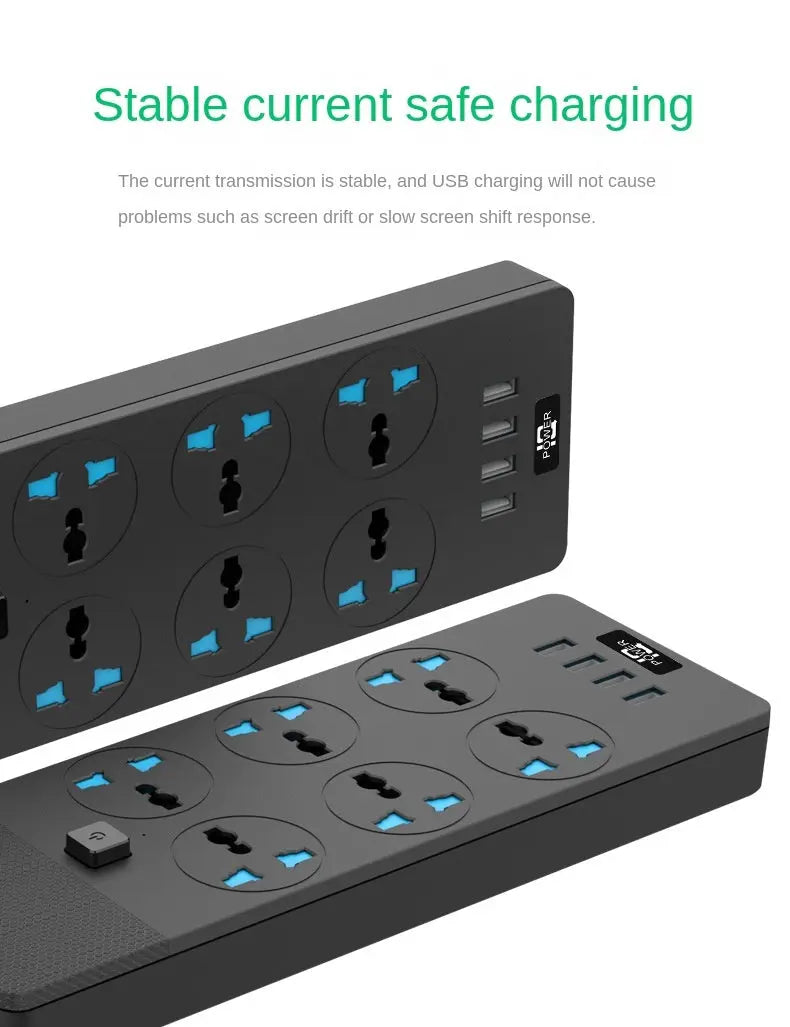 2024 New 3000W Power Strip With Built-in 4USB Interface, 6 Direct Power Sockets, 2M Cable, High-power Strip - Unique Unique Unique 2024 New 3000W Power Strip With Built-in 4USB Interface, 6 Direct Power Sockets, 2M Cable, High-power Strip