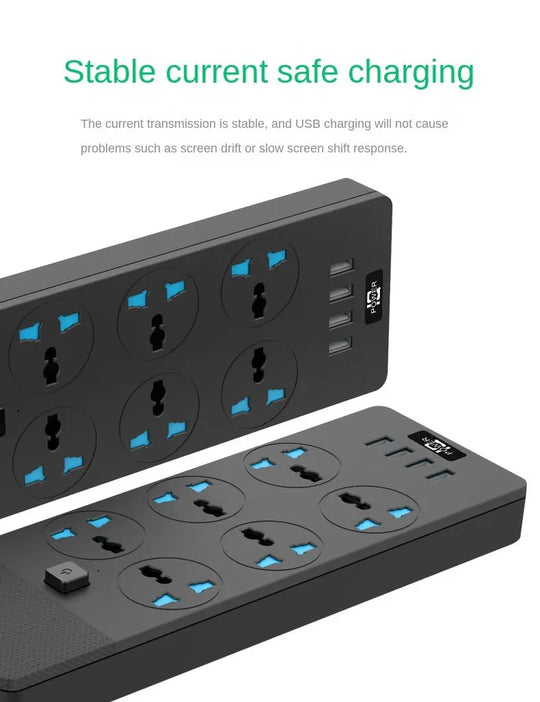 2024 New 3000W Power Strip With Built-in 4USB Interface, 6 Direct Power Sockets, 2M Cable, High-power Strip - Unique Unique Unique 2024 New 3000W Power Strip With Built-in 4USB Interface, 6 Direct Power Sockets, 2M Cable, High-power Strip