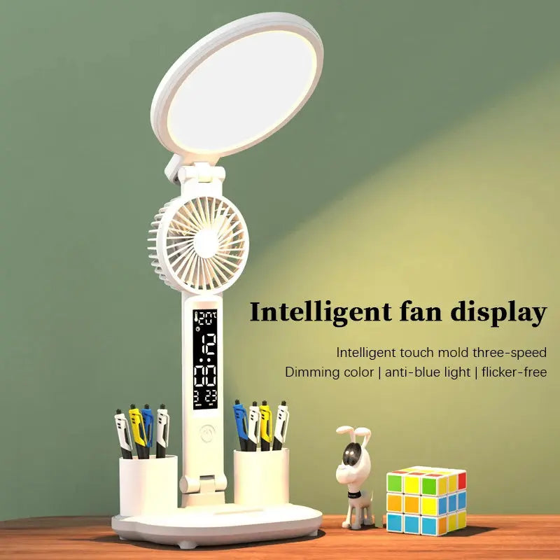 LED Clock Table Lamp USB Chargeable Dimmable Desk Lamp Plug-in LED Fan Light Foldable Eye Protection Reading Night Light - Unique Unique Unique LED Clock Table Lamp USB Chargeable Dimmable Desk Lamp Plug-in LED Fan Light Foldable Eye Protection Reading Night Light