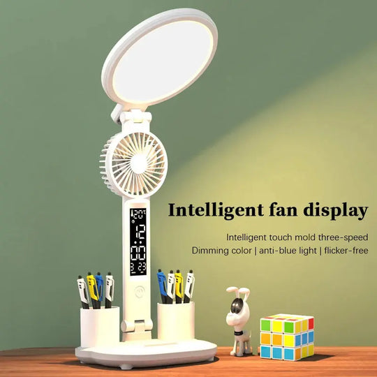 LED Clock Table Lamp USB Chargeable Dimmable Desk Lamp Plug-in LED Fan Light Foldable Eye Protection Reading Night Light - Unique Unique Unique LED Clock Table Lamp USB Chargeable Dimmable Desk Lamp Plug-in LED Fan Light Foldable Eye Protection Reading Night Light