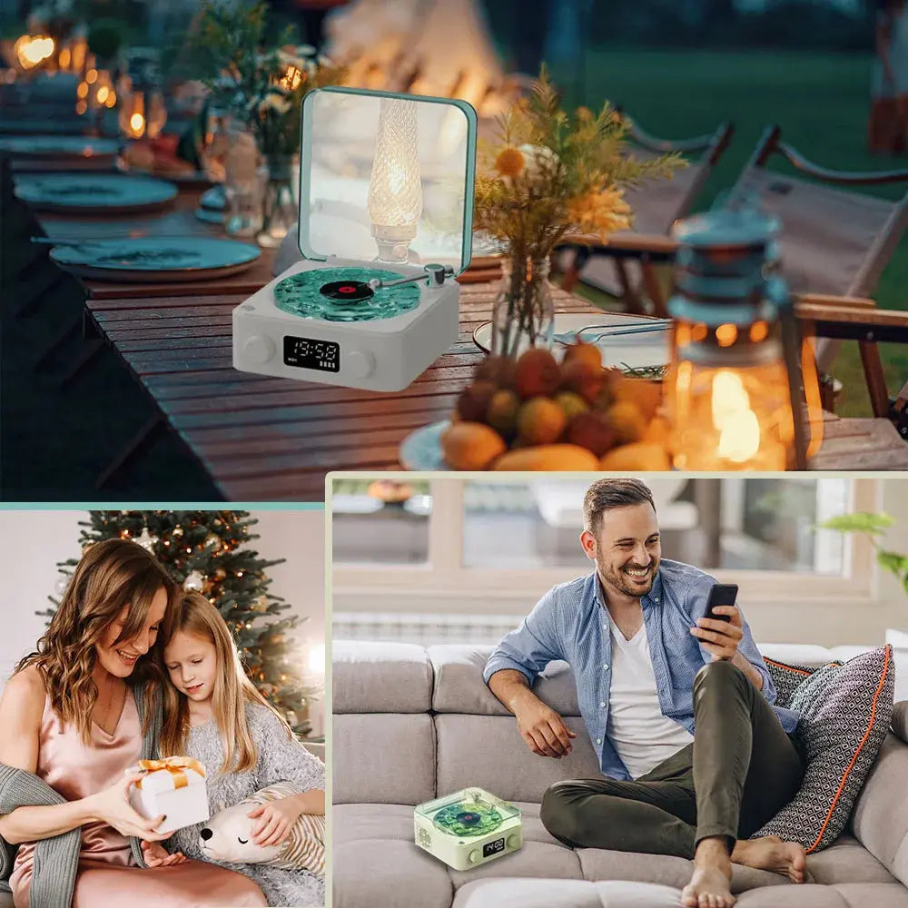 Retro Turntable Speaker Wireless Bluetooth-compatible 5.0 Vinyl Record Player Stereo Sound With White Noise RGB Projection Lamp Effect - Unique Unique Unique Retro Turntable Speaker Wireless Bluetooth-compatible 5.0 Vinyl Record Player Stereo Sound With White Noise RGB Projection Lamp Effect