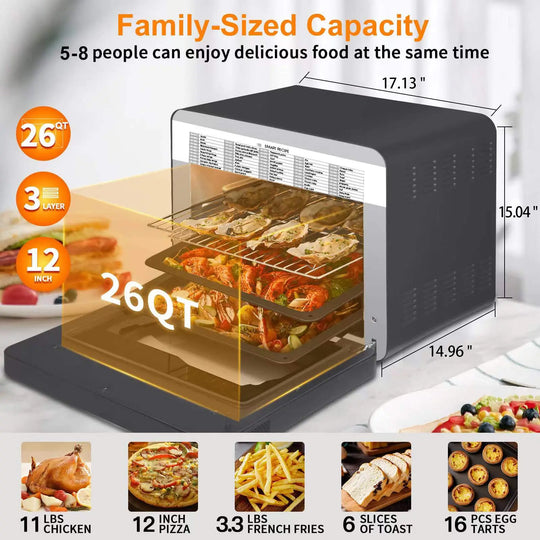 Geek Chef Steam Air Fryer Toast Oven Combo , 26 QT Steam Convection Oven Countertop , 50 Cooking Presets, With 6 Slice Toast, 12 In Pizza, Black Stainless Steel. Prohibited From Listing On Amazon - Unique Unique Unique Geek Chef Steam Air Fryer Toast Oven Combo , 26 QT Steam Convection Oven Countertop , 50 Cooking Presets, With 6 Slice Toast, 12 In Pizza, Black Stainless Steel. Prohibited From Listing On Amazon