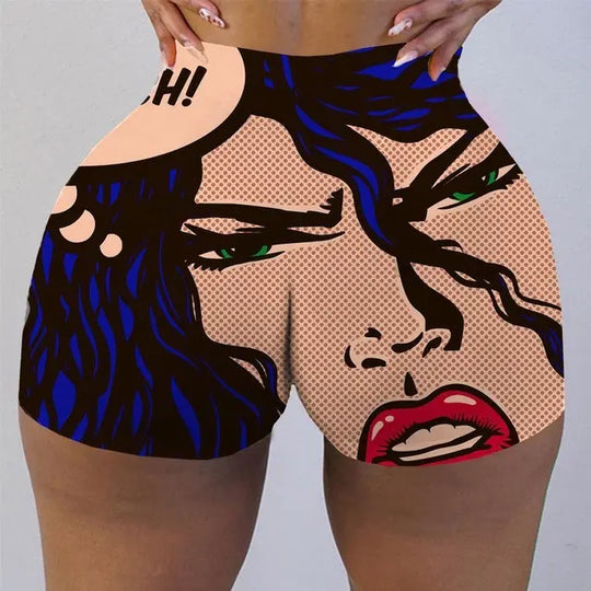 Plus Size Print Skinny Women Clothes Graphic Biker Shorts - Unique Unique Unique Plus Size Print Skinny Women Clothes Graphic Biker Shorts