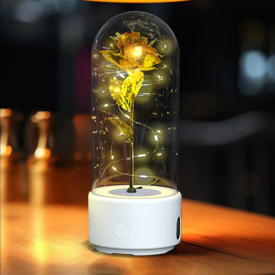Creative 2 In 1 Rose Flowers LED Light And Bluetooth-compatible Speaker Valentine's Day Gift Rose Luminous Night Light Ornament In Glass Cover - Unique Unique Unique Creative 2 In 1 Rose Flowers LED Light And Bluetooth-compatible Speaker Valentine's Day Gift Rose Luminous Night Light Ornament In Glass Cover