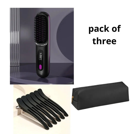 2 In 1 Straight Hair Comb Wireless Hair Straightener Brush Hair Fast Heating Portable Hot Curler USB Charging - Unique Unique Unique 2 In 1 Straight Hair Comb Wireless Hair Straightener Brush Hair Fast Heating Portable Hot Curler USB Charging