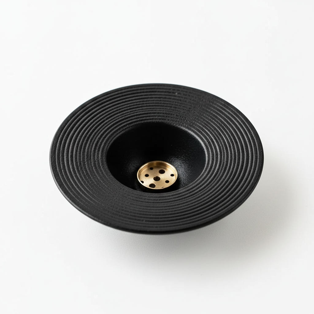 Disc Incense Holder — Matte Black, Ceramic
