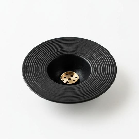 Disc Incense Holder — Matte Black, Ceramic