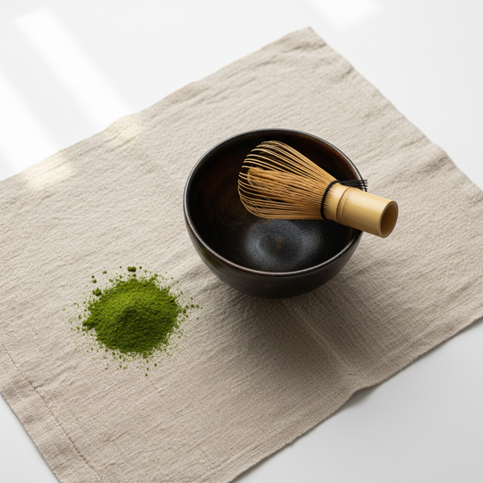 Japanese Tea Set — Wave Pattern Chawan, 5-Piece Ceramic, Wabi-Sabi