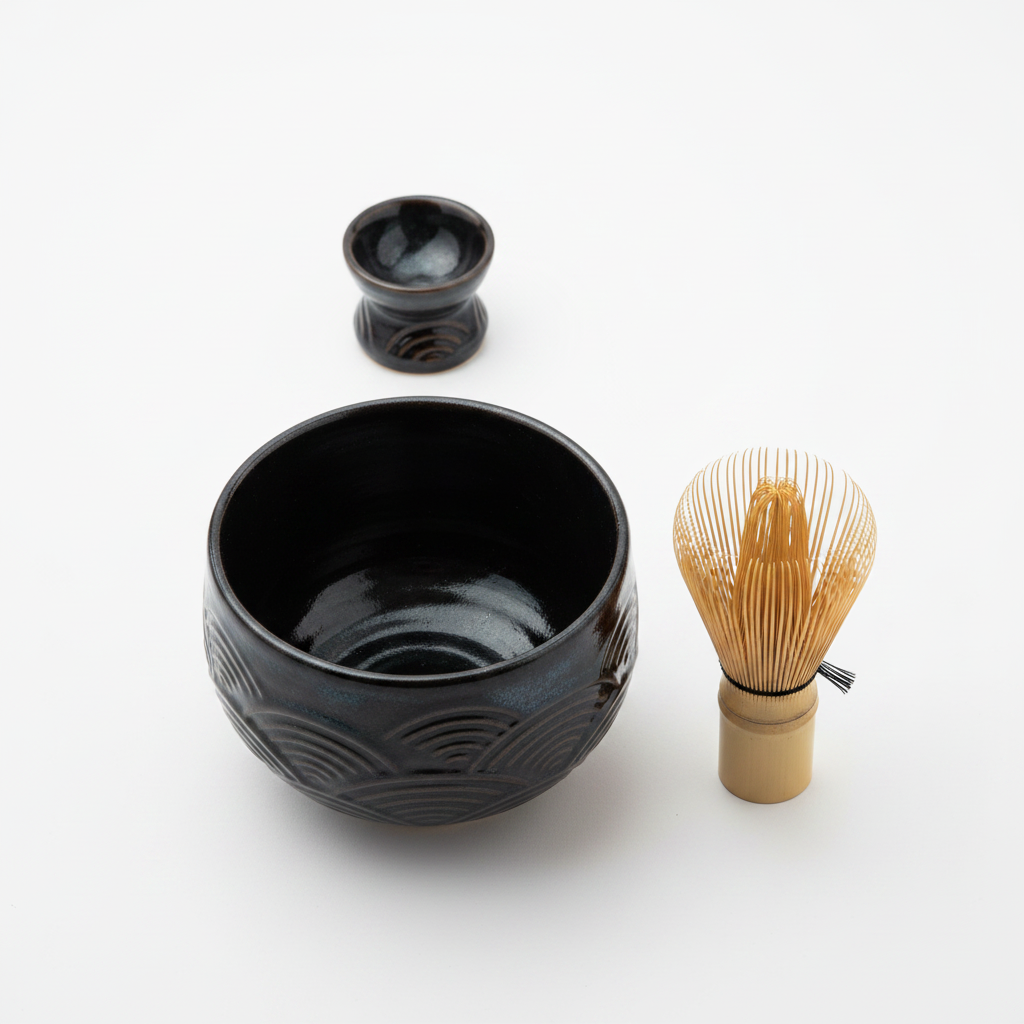Matcha Bowl Set — Song Dynasty Crackle Glaze, Antique-Inspired Ceramic