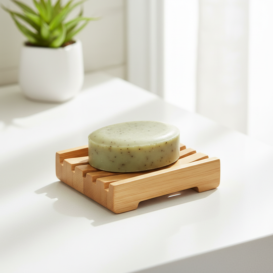 Bamboo Soap Dish — Slatted, Charred Finish
