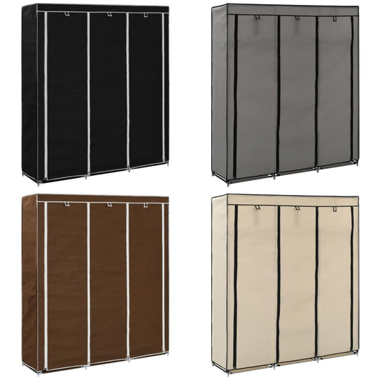 vidaXL Clothing Rack Storage Wardrobe Closet with Compartments and Rods Fabric-1
