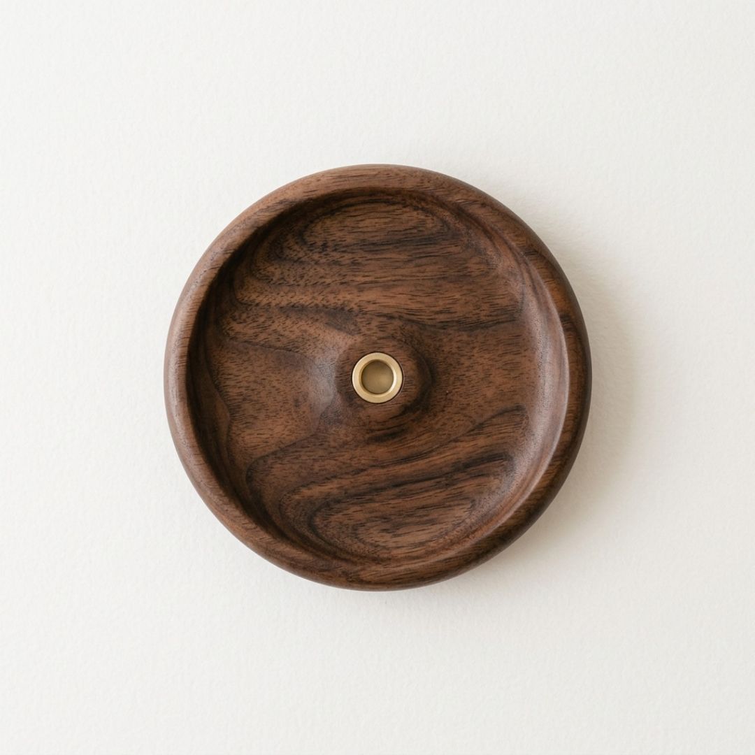 Incense Stick Holder — Solid Wood, Round