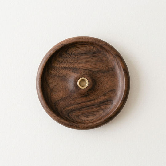 Incense Stick Holder — Solid Wood, Round
