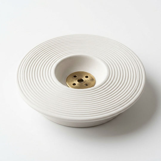 Disc Incense Holder — Matte Black, Ceramic