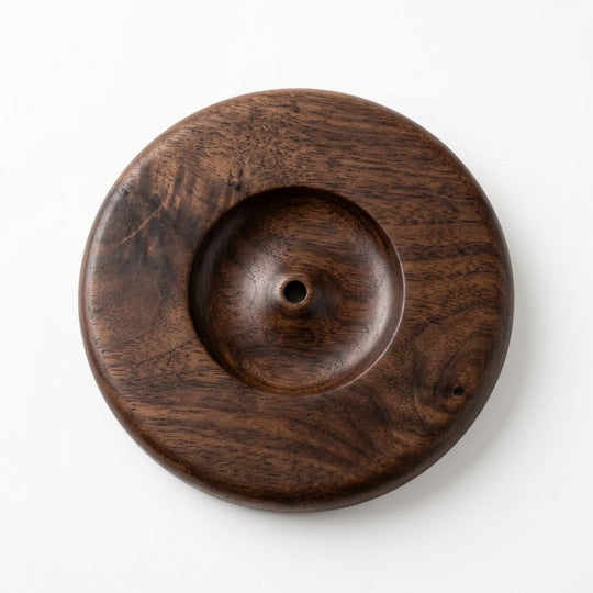 Incense Stick Holder — Solid Wood, Round