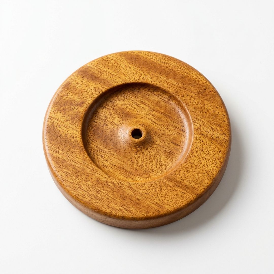 Incense Stick Holder — Solid Wood, Round