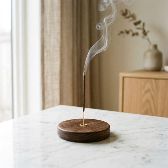 Incense Stick Holder — Solid Wood, Round