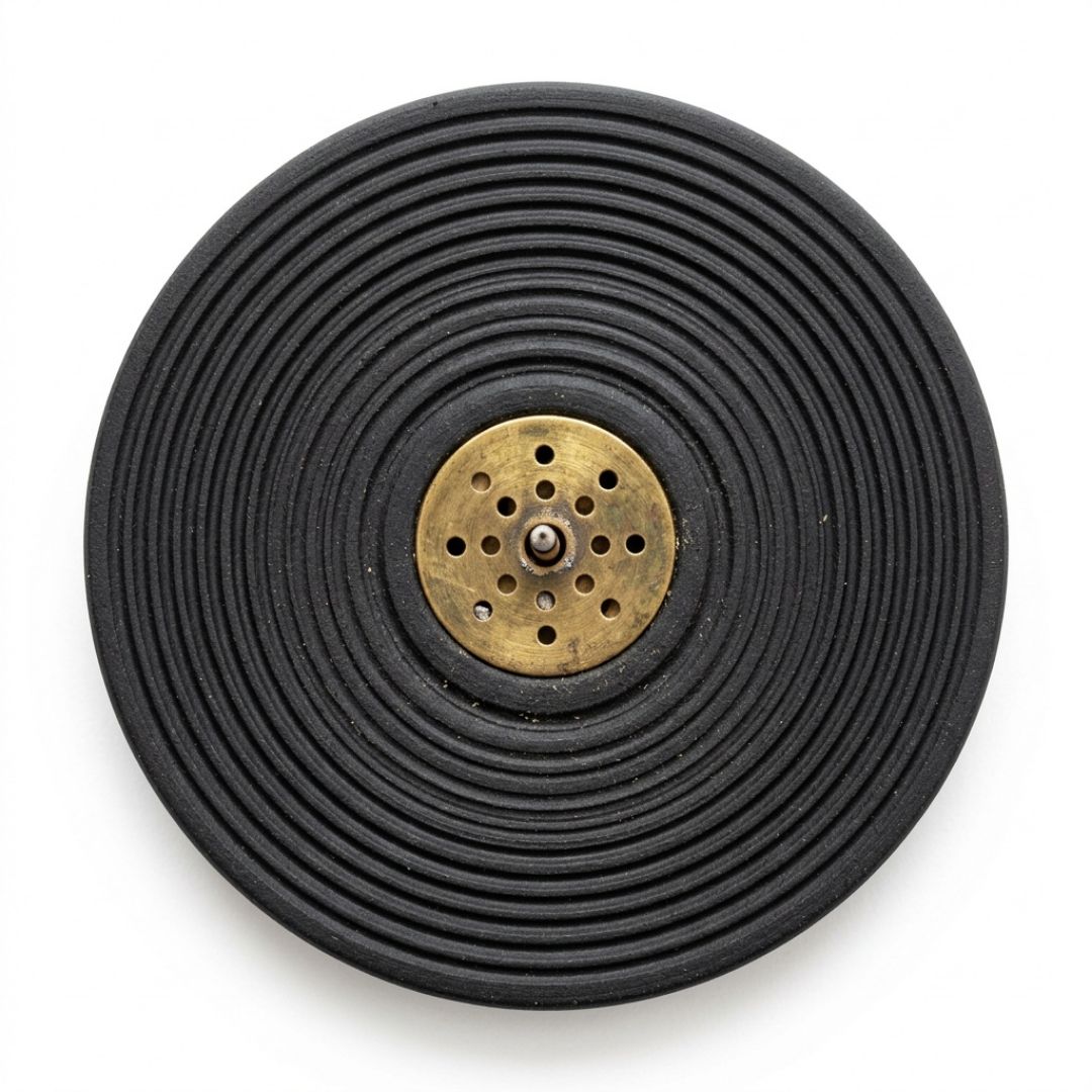 Disc Incense Holder — Matte Black, Ceramic
