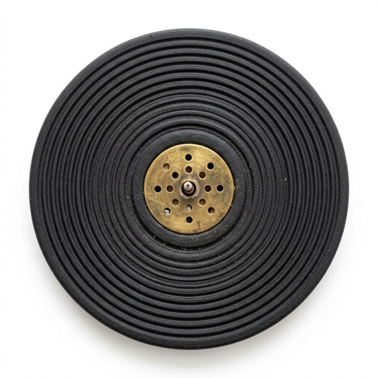 Disc Incense Holder — Matte Black, Ceramic