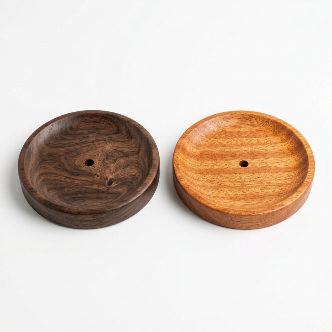 Incense Stick Holder — Solid Wood, Round