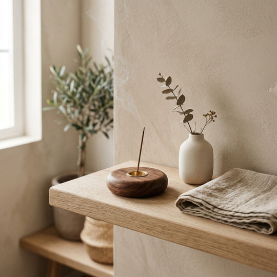 Incense Stick Holder — Solid Wood, Round